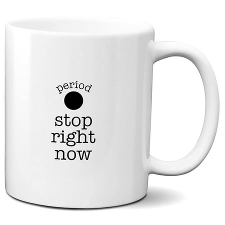 

White Color Grammar Coffee Mug English Nerd Gift Period 11 oz Funny Ceramic Cup Tea