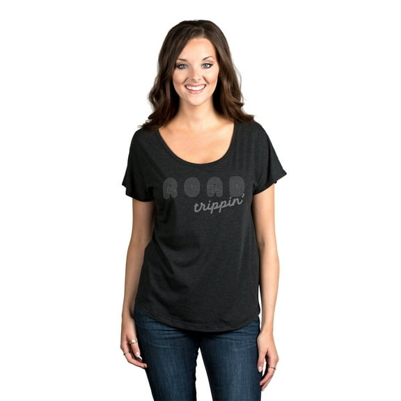 Road Trippin' Women's Fashion Slouchy Dolman T-Shirt Tee Heather Black Small