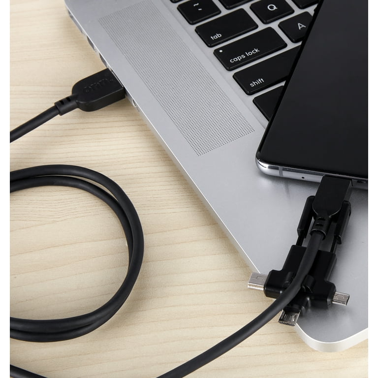onn. USB Universal Multi-Connector Cable with USB-C, Micro-USB, Mini-USB  and Mini-B Connectors, 3