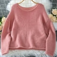 thumbnail image 5 of AGWOLF Womens Oversized Sweater Fuzzy Boat Neck Oversized Pullover Solid Long Sleeve Knit Junper, 5 of 9