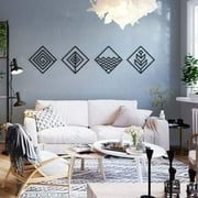 Hencely Four Elements Metal Wall Art - Set of 4, 15.75-inch Each Piece - Stylish Black Metal Decor