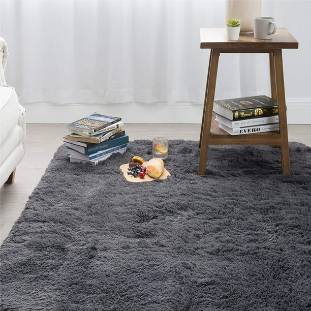 Tapis de chambre grise Fourrure moelleux doux pour salon Sol Shaggy moderne  Tapis blanc rouge noir tapis de sol personnalisable