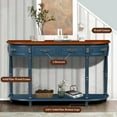 thumbnail image 5 of 52" Retro Half Moon Console Table - Curved Wood Sofa Table with 2 Drawers & Open Shelf for Entryway, Living Room & Hallway in Navy Blue, 5 of 9