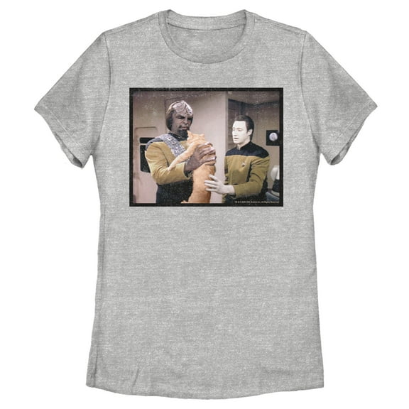 Women's Star Trek: The Next Generation Worf and Data What Do We Do With This Cat Graphic Tee Athletic Heather X Large