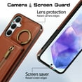 thumbnail image 2 of Crossbody Wallet Case for Samsung Galaxy A54 5G, with Shoulder Strap Card Slots Ring Holder, Magnetic Flip Folio Zipper Purse Case, PU Leather Kickstand Cover Handbag for Galaxy A54 5G, Coffee, 2 of 10