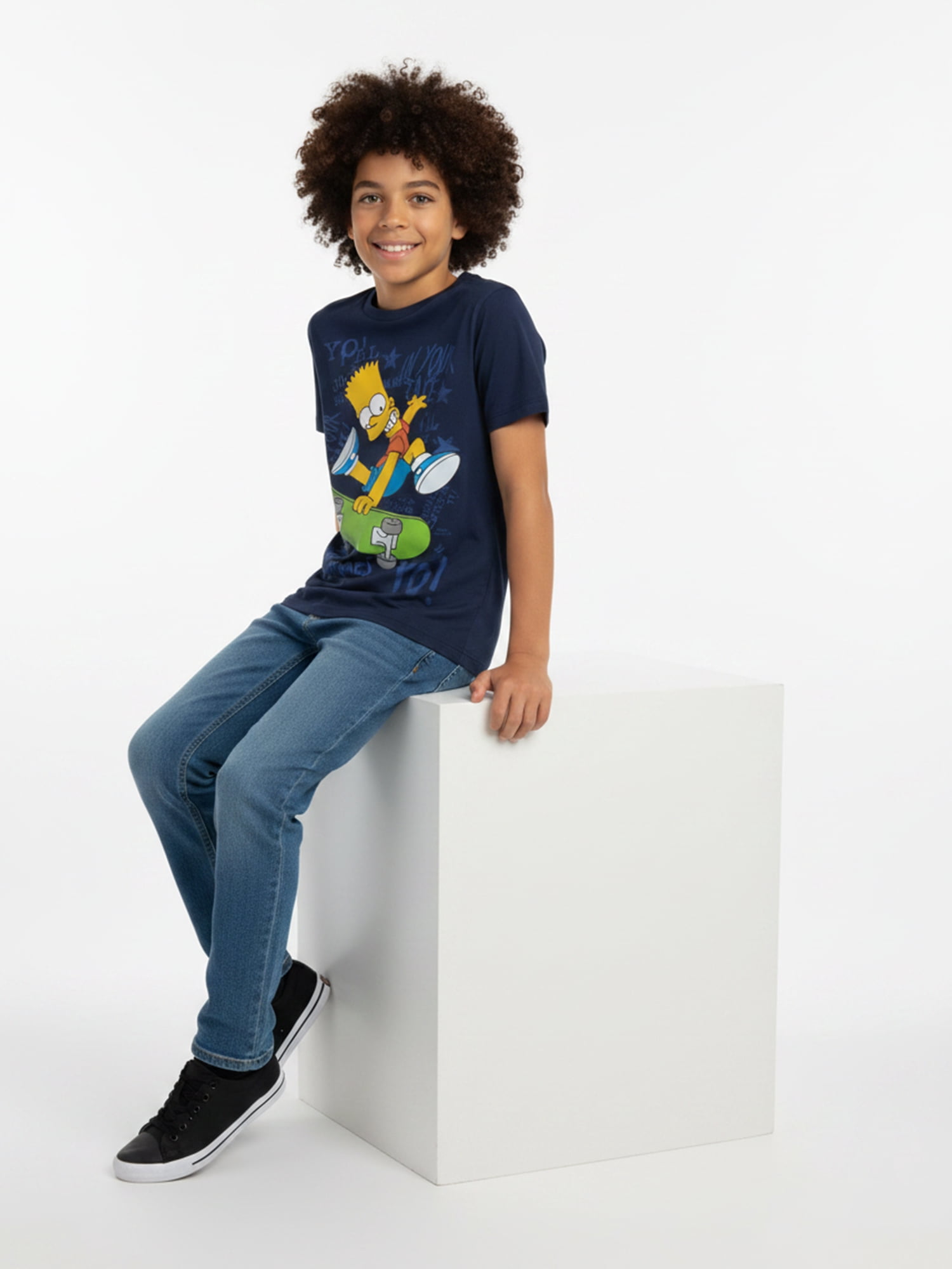 The Simpsons Boys' Graphic Tee with Short Sleeves, Kick Flip Swag, Sizes 4-18