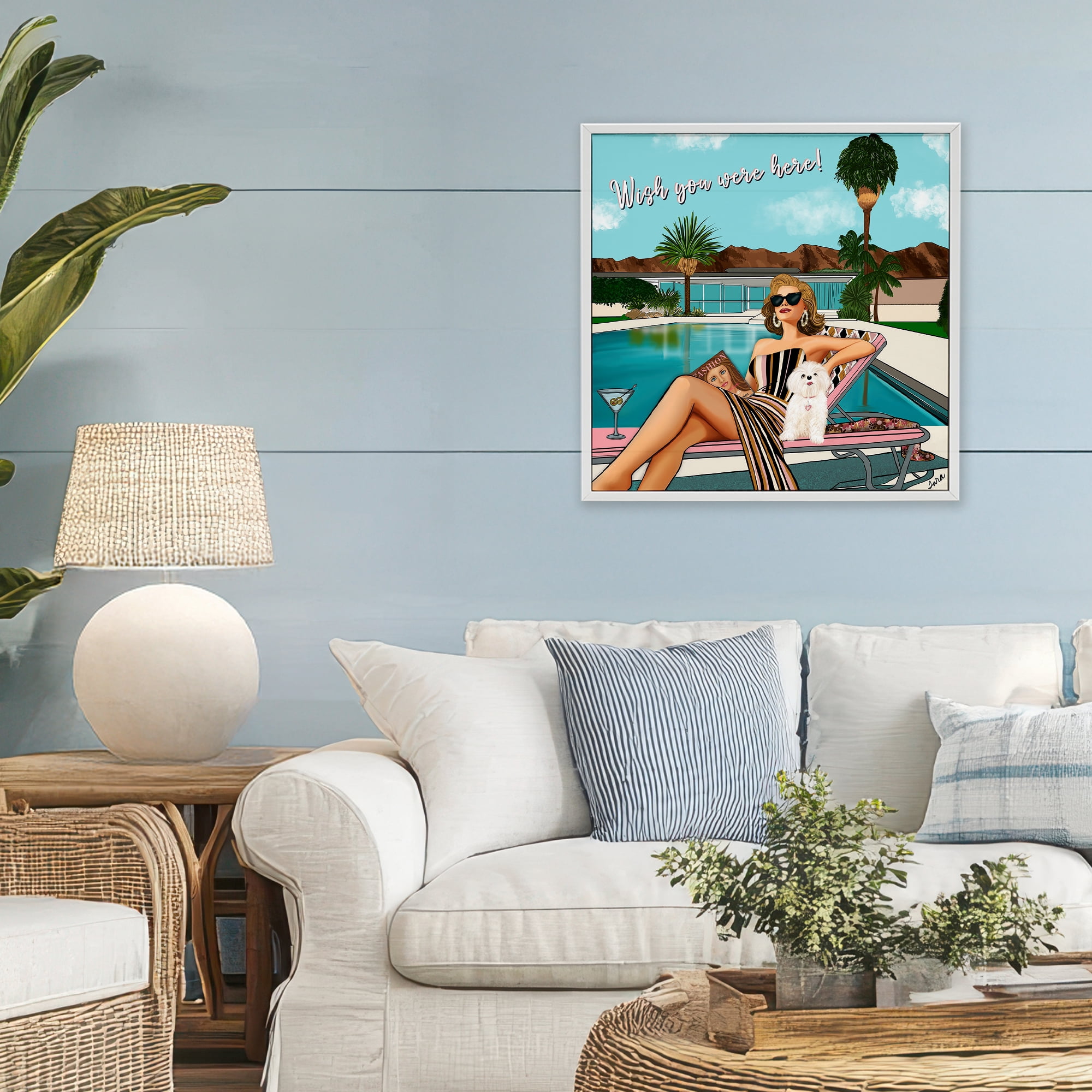 Stupell Industries Wish You Were Here Palm Springs White Framed Giclee Art, design by Tara Boone