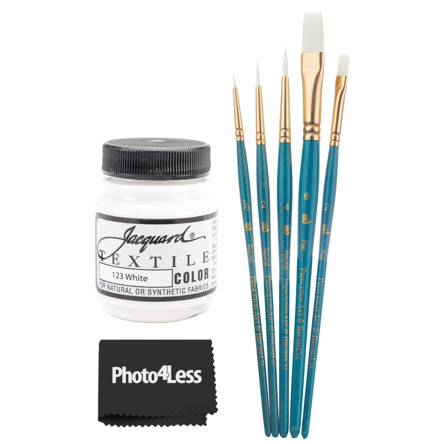 Jacquard Textile Color Fabric Paint, White 2.25oz + Princeton Artist