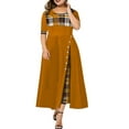 thumbnail image 2 of LilyLLL Plus Size Womens Short Sleeve Round Neck Grid Print Casual Long Dress, 2 of 4