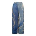 thumbnail image 5 of Women’s Loose Fit Geometric Print Wide Leg Pants with Elastic Drawstring Waist and Functional Pockets for Summer Casual Wear Blue L, 5 of 8