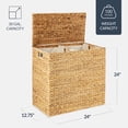 thumbnail image 3 of Best Choice Products Large Natural Water Hyacinth Double Laundry Hamper Basket w/ 2 Liner Bags, Handles - Natural, 3 of 9