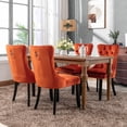 thumbnail image 5 of PAPROOS Upholstered Dining Chairs Set of 2, Velvet Dining Chairs with Button-Tufted Back, Back Ring and Nailhead Trim, Modern Farmhouse Kitchen Chairs with Solid Wood Legs, Orange, 5 of 13