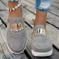 thumbnail image 2 of Platform Sneakers for Women Breathable Round Toe Chunky Bottom Slip on Low Top Side Zipper Flat Comfortable Walking Shoes Gray Size 8.5, 2 of 7