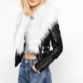 thumbnail image 5 of Ofreoo Winter Coats for Women Faux Fur Collar Classic Leopard Medium Long Jacket,Holiday,Wedding,Party The Hottest Gifts, 5 of 6