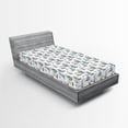 thumbnail image 2 of Ambesonne Sailor Fitted Sheet, Nautical Marine Ships Print, Twin XL Size, Brown Blue White, 2 of 5