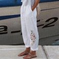 thumbnail image 2 of JGTDBPO Linen Palazzo Pants For Women Casual Boho High Waist Drawstring Wide Leg Pants Trousers With Pockets Printed Loose Harem Pants Yoga Pants, 2 of 4