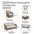 thumbnail image 4 of Bellefurn Outdoor Patio Furniture Set with 6 inch Thick Cushion and Swivel Rocker Chairs,Wicker Sofa,Coffee Table and Ottomans,8 PCS Outdoor Conversation Set for Porch,Deck,Yard, 4 of 11