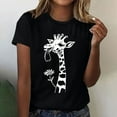 thumbnail image 2 of Jsaierl Womens Summer Giraffe Print T-Shirt Funny Crewneck Cute Animal Graphic Tees Casual Short Sleeve Tops Plus Size, 2 of 7