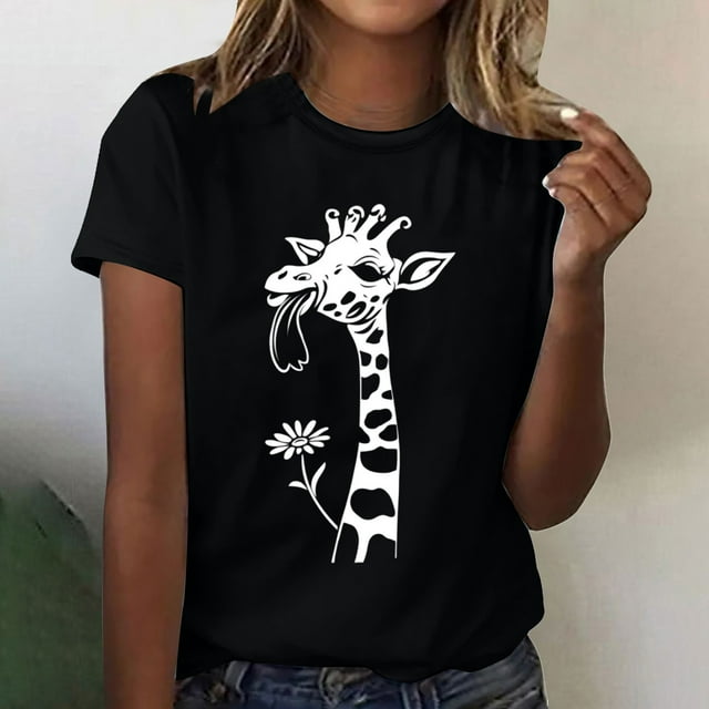 Nuoqisi T-Shirts pour Femmes Grande Taille à Manches Courtes, Col Rond, T-Shirt Graphique Décontracté