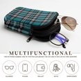 thumbnail image 5 of SEANATIVE Double Glasses Case Soft Neoprene Zipper Sunglasses Pouch with 2 Pockets, Lightweight Portable Eyewear Holder for Women Men Travel Glasses Organizer Pouch, Teal Plaid Print, 5 of 7