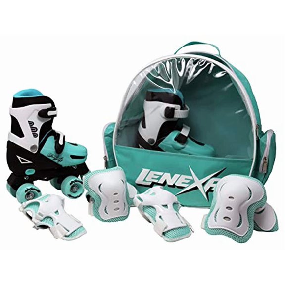 Lenexa Unisex Adjustable Roller Skates, Black and Teal White