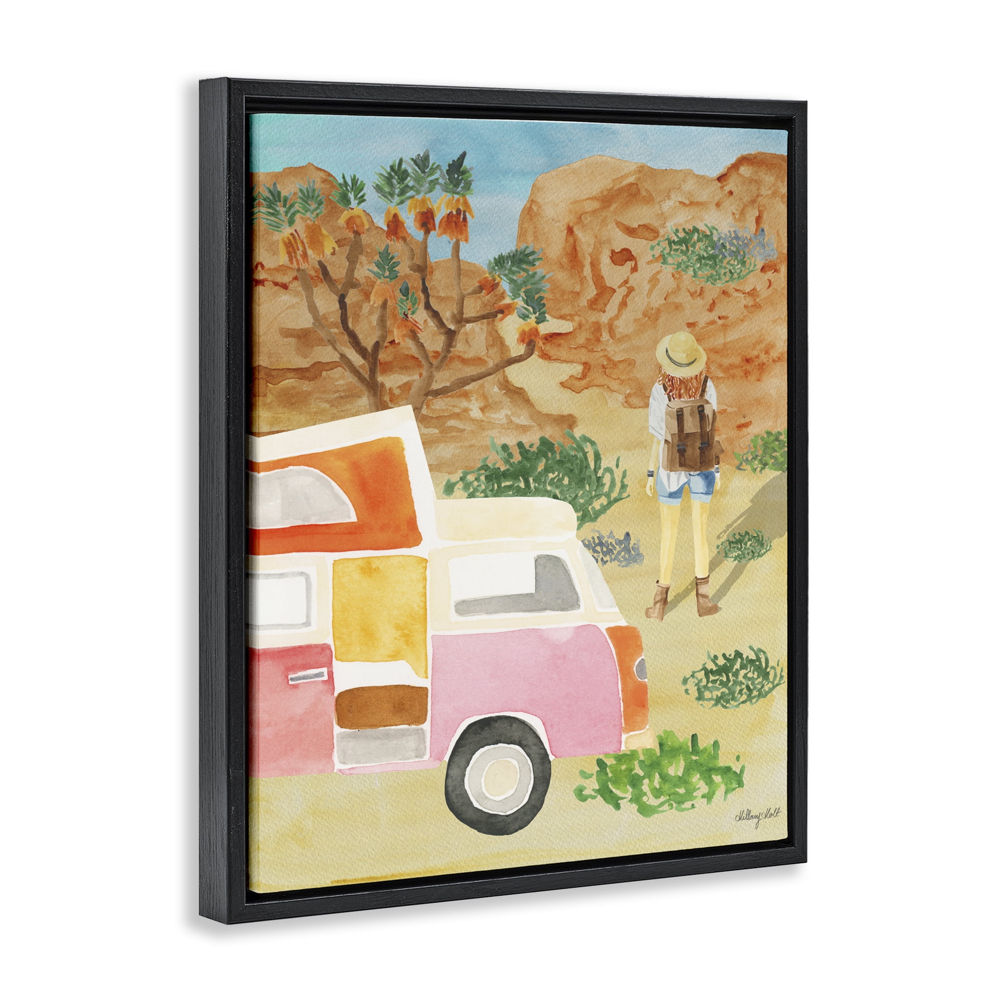 Stupell Industries Mojave Desert Road Trip Black Framed Floater Canvas Wall Art, design by Hillary Holt