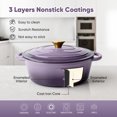 thumbnail image 4 of Hawsaiy 4.5 QT Nonstick Cast Iron Oval Dutch Oven with Side Handles & Oven Gloves, Enameled Cookware for Baking, Braising, Roasting, and Cooking, Purple, 4 of 9