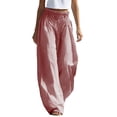 thumbnail image 2 of Cargo Pants Summer Casual Work Pants Ladies' Fashionable Casual Striped Elastic Waist Pants With Pockets Red Xl, 2 of 5