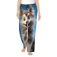 thumbnail image 1 of Balery Blue Sky Cute Wolf Pantalones de pijama para mujer, pijamas ultraligeros, pantalones de estar por casa-Small, 1 of 6