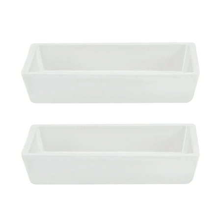 60ml 91x62x19mm Rectangular Boat Sample Holder Porcelain Crucible for Melting Refining 2 Pack