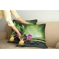 thumbnail image 3 of Ambesonne Spa Themed Throw Pillow Cover 2 Pack, Orchid Leaves and Rocks, 16", Apple Green and Fuchsia, 3 of 6