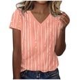 thumbnail image 2 of Haivin Womens Short Sleeve Tops 2024 Trendy Summer T Shirt Casual V Neck Pullover Button Printed Blouse Plus Size Tees, 2 of 5