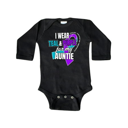 

Inktastic Suicide Prevention I Wear Teal and Purple for My Auntie Gift Baby Boy or Baby Girl Long Sleeve Bodysuit