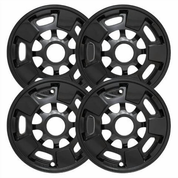 Set of 4 17" Gloss Black Wheel Skins Wheel Covers compatible with 11-19 Chevrolet Silverado 2500 HD LT 3500 HD LT GMC Sierra 2500 HD SLE 3500 HD SLE Impostors for 9597724 Wheel Series