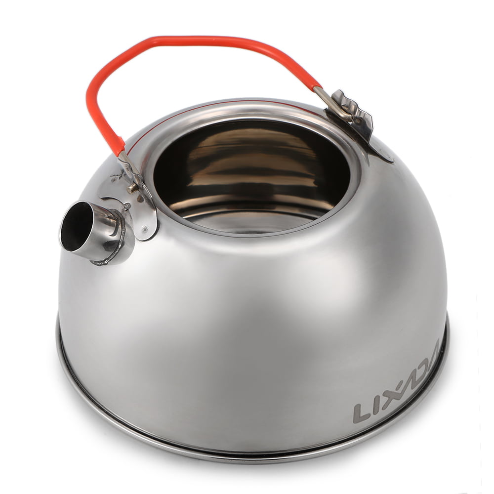 0.6L/0.8L/1.2L Lixada Camping Kettle,Aluminium Alloy&Stainless Steel Portable Tea Kettle Camping Coffee Pot Teapot,Compact and Lightweight with Silicon Handle for Camping Hiking Picnic BBQ 