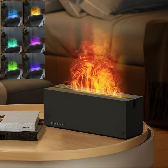 HIBIBUD Flame Aromatherapy Machine Fireplace Flame Diffuser Aromatherapy Oil Diffuser 320ml Cool Mist Humidifier For Bedroom Home Yoga Timer Auto Off Smart Home Control Panels