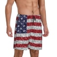 thumbnail image 2 of Balery America Flag Glitter Pantalones cortos de pijama de punto de algodón para hombre con cinturilla y bolsillos-X-Large, 2 of 6