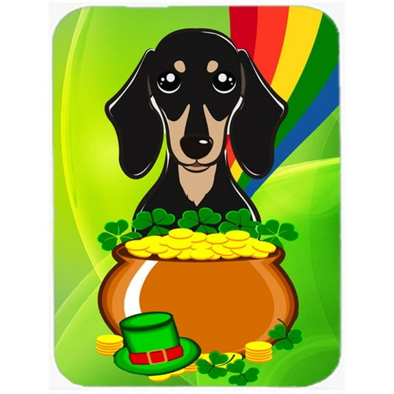 Smooth Black & Tan Dachshund St. Patricks Day Mouse Pad, Hot Pad or Trivet