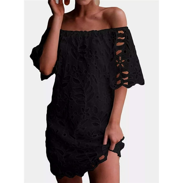 Lace off the outlet shoulder vintage flare dress