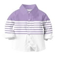 thumbnail image 6 of JTSRKL Cute Boys Girls Leisure T-Shirts Kids Rolled up Long Sleeve Button Down Striped Color Block Graphic Tees Shirt Tops with Pockets Purple 11-12 Years, 6 of 7