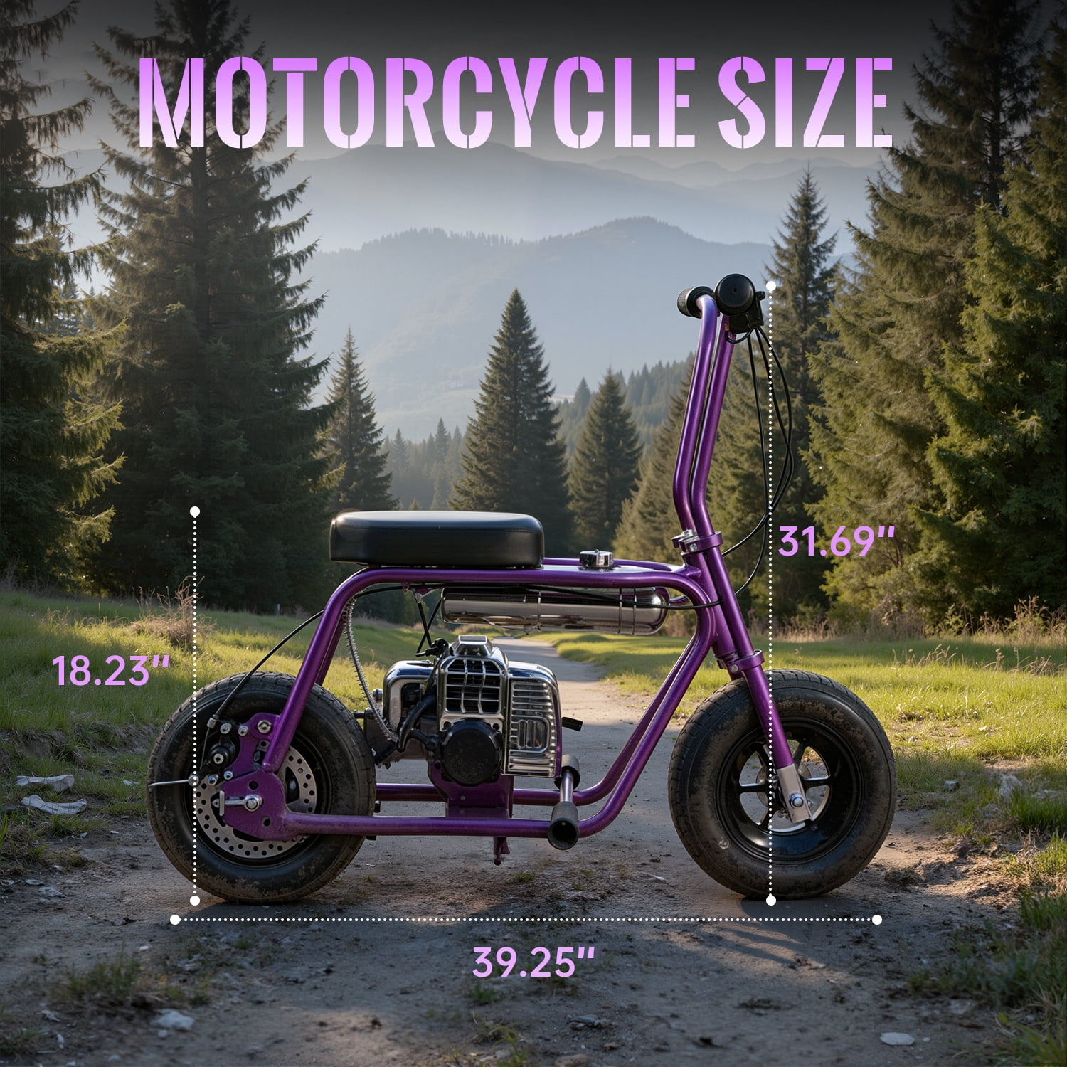 Say Yeah 50cc Mini Dirt Bike, 2-Stroke Gas Off-Road Motorcycle for Kids Age 8-15, 10-Inch Fat Tires, Heavy Duty Frame, 150 lbs , Purple