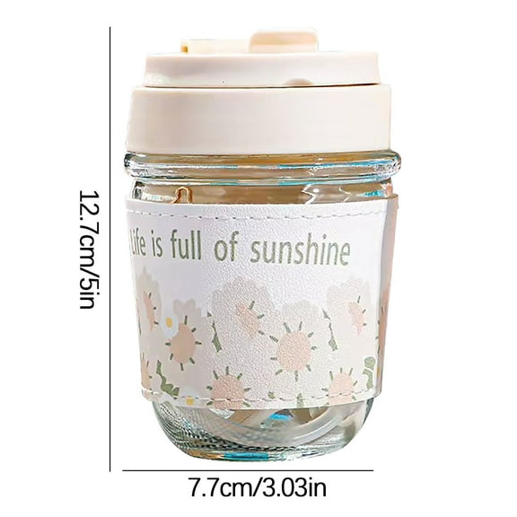 Qholemyo High Beauty Glass Water Bottle With Straw Portable Small Fresh Pearl Chain Water Cup Leak Proof Travel Cup For Women And Students