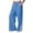 Blue, variant on Women's Wide Leg Linen Pants Lace Trim Side Split Stretch Elastic Waist Long Pants with Pocket Travel Casual Trousers for Beach Vacation, Beige, XXL