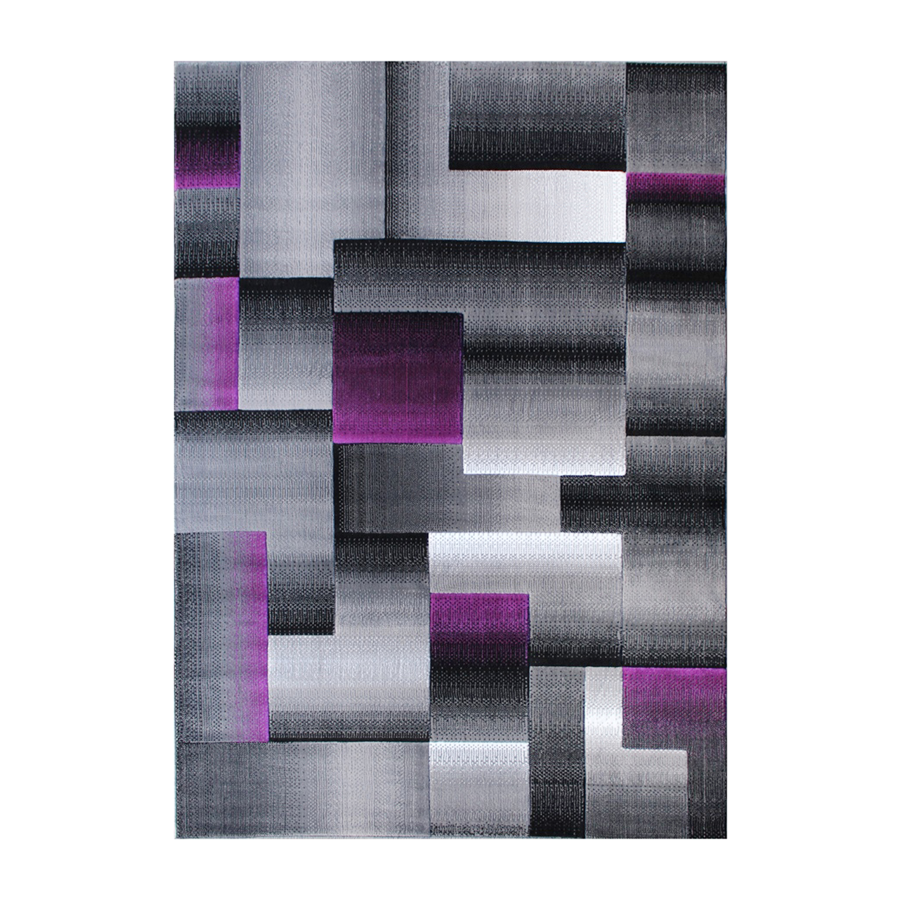 BizChair Modern Contemporary Area Rug, Purple Grey Black (8 Feet X 10 Feet)