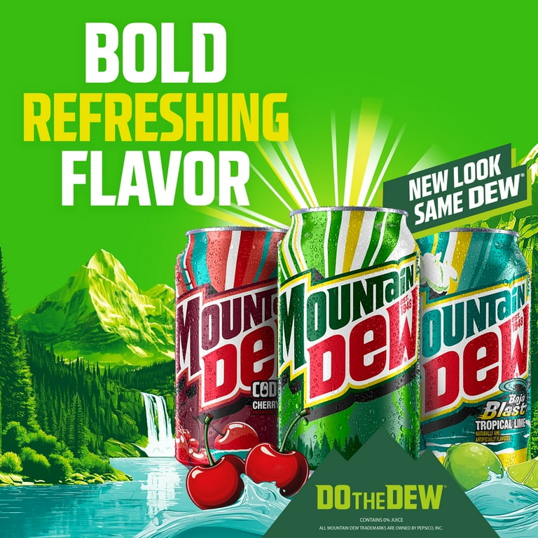 Mountain Dew Code Red, Cherry Flavored Soda Pop, 12 fl oz