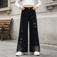 thumbnail image 4 of CAUYDY Girls Jeans Denim Elastic Wasit Wide Leg Baggy Pants Tween Clothes School Girls Jeans Sizes 13-14 Years, 4 of 9