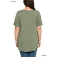 thumbnail image 3 of Zenana Women & Plus Luxe Rayon Short Sleeve V-Neck Hi-Low Hem Casual Tee-Shirt Top, 3 of 5