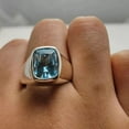 thumbnail image 3 of 925 Sterling Silver, Natural Aquamarine Gemstone Ring, Decent Signature Men Ring, 3 of 3