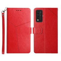 for T-Mobile REVVL V Plus 5G Wallet Case, Premium PU Leather with Wrist Strap Card Slots Shockproof Protective Magnetic Closure Flip Folio Cover Phone Case for T-Mobile REVVL V  5G - Red