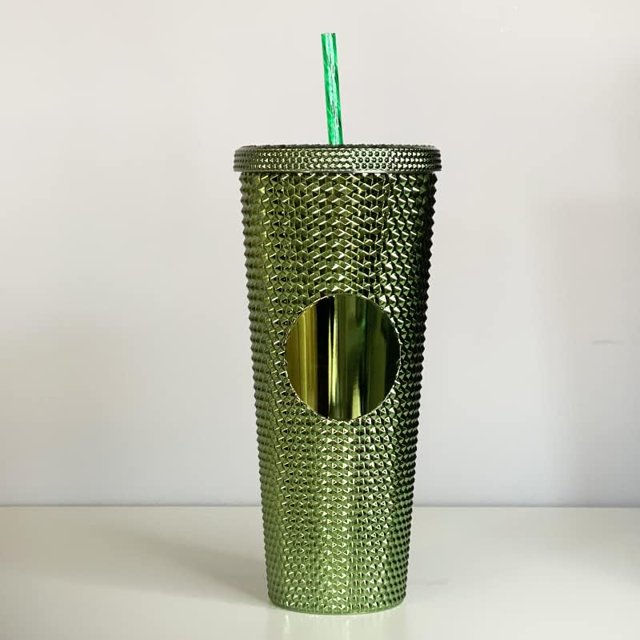 Non-Branded Studded Tumbler (24 oz, Metallic Green)